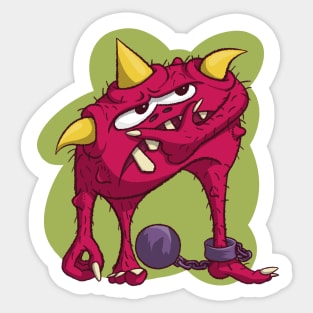 Monster with ball and chain Sticker